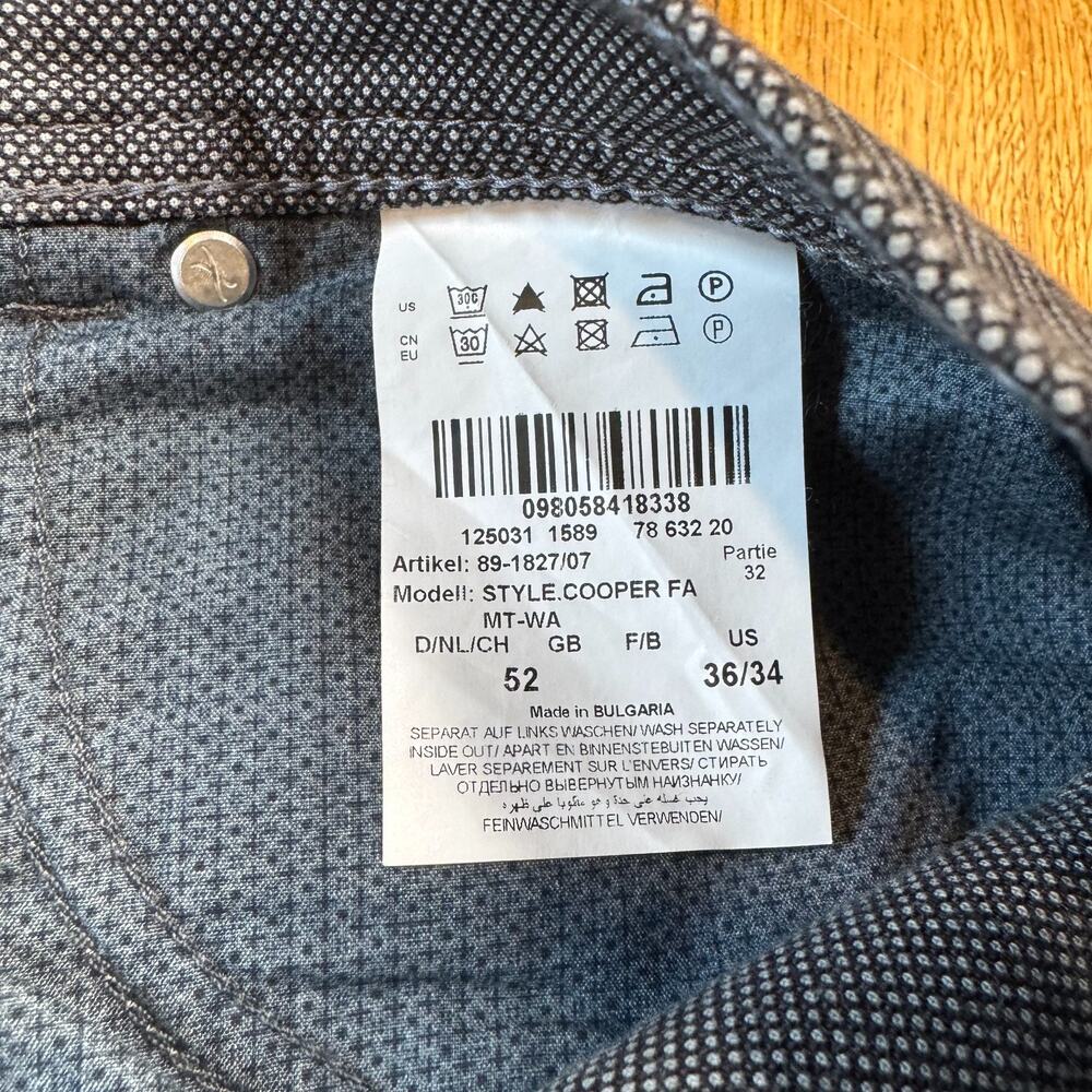 Brax Cooper Fancy Mens Grey Textured Regular Fit Pants 36x34 Straight Leg - Picture 8 of 9